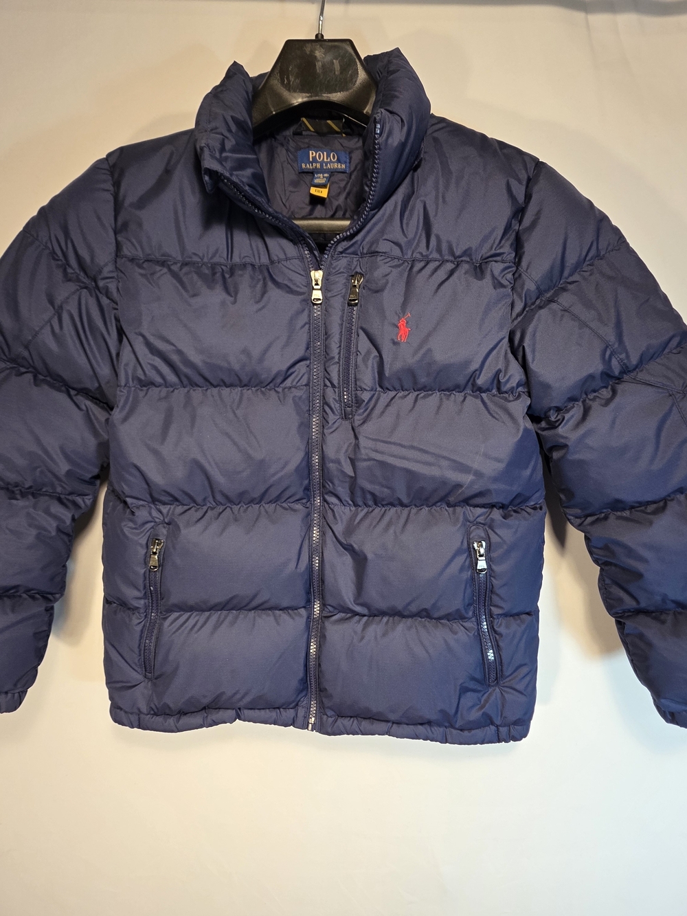 Polo Ralph Lauren 75% Duck Down Boys Puffer Jacket Size Lg 14-16 Navy Blue